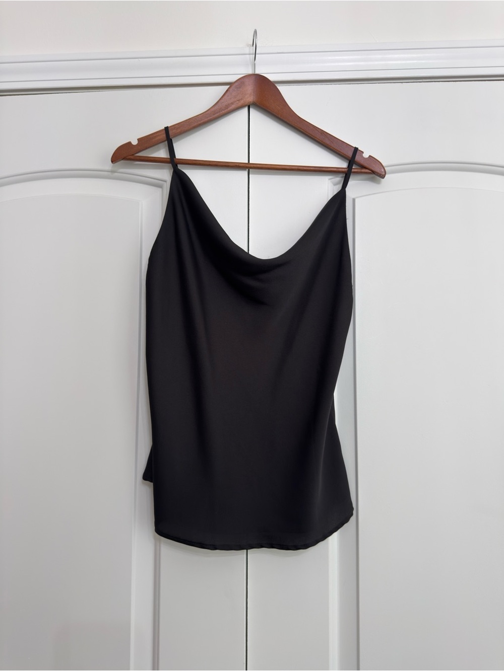 Sleek Black Cowl Neck Camisole with Thin Straps
